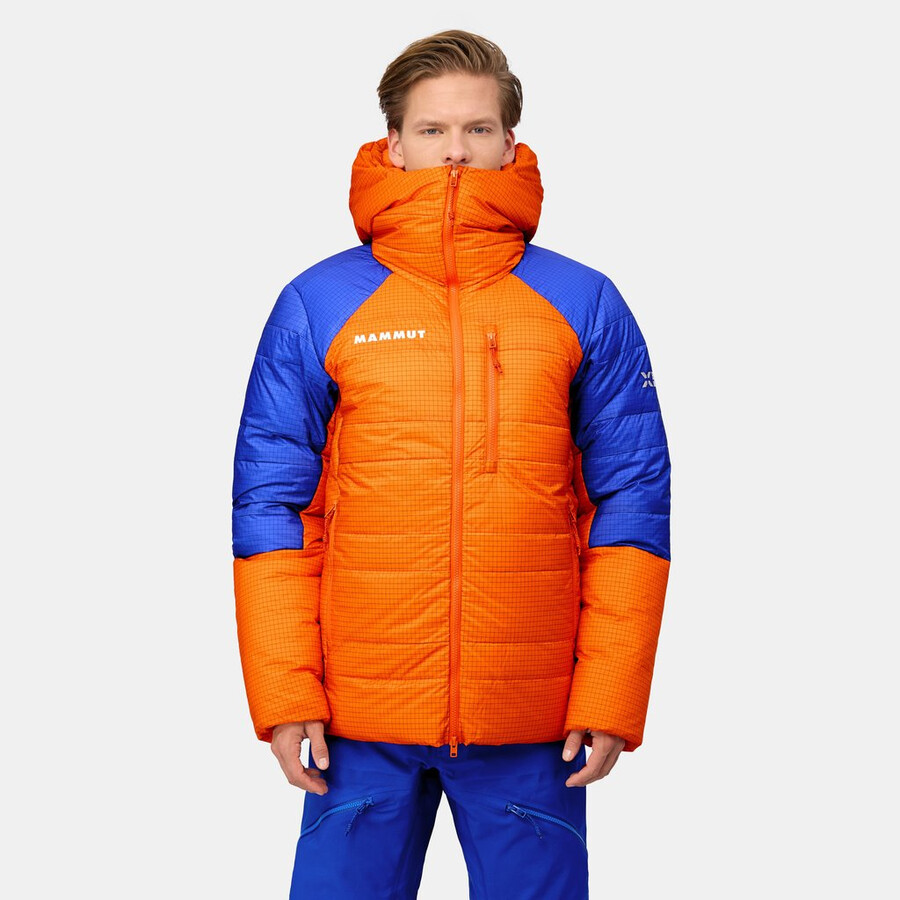 eiger nordwand advanced daunenjacke mit kapuze für herren farbe orange-eiger blau
