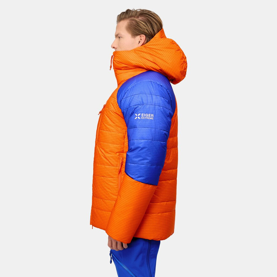 eiger nordwand advanced daunenjacke mit kapuze für herren farbe orange-eiger blau