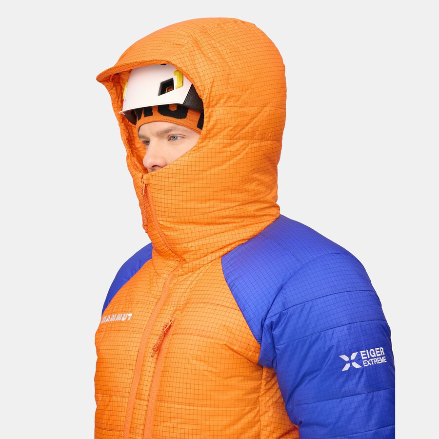 eiger nordwand advanced daunenjacke mit kapuze für herren farbe orange-eiger blau
