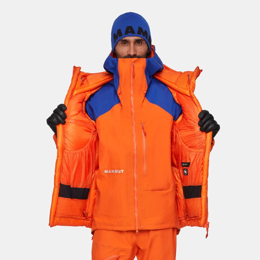 eiger nordwand advanced daunenjacke mit kapuze für herren farbe orange-eiger blau
