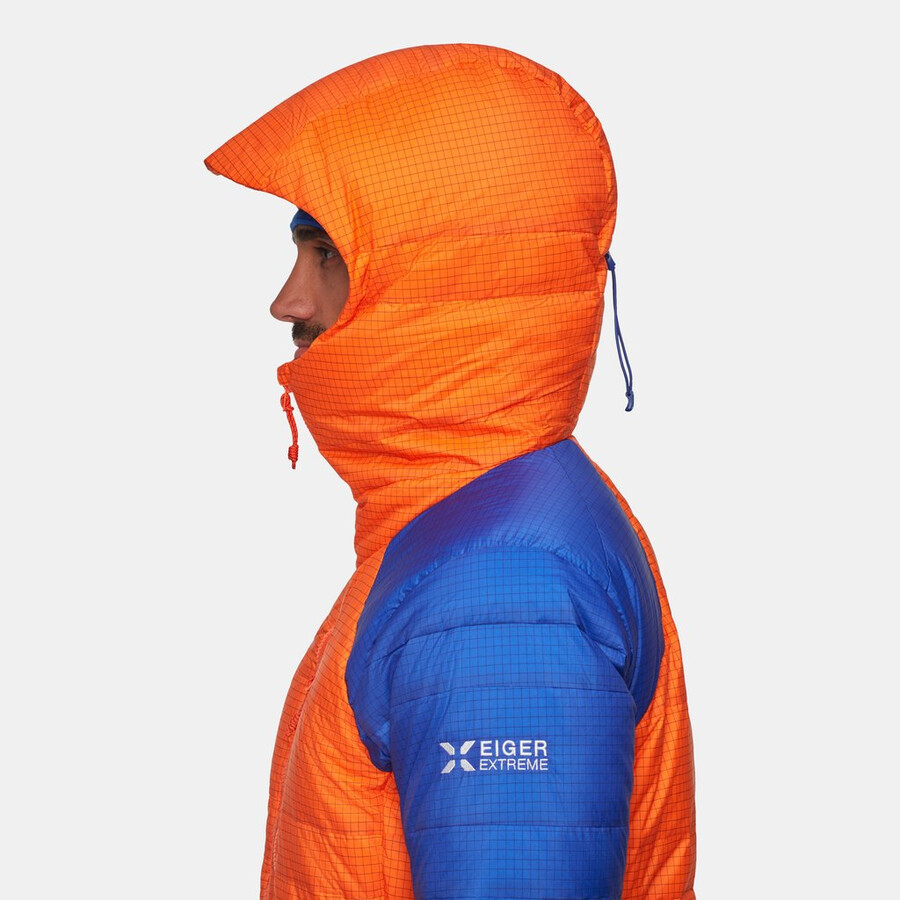 eiger nordwand advanced daunenjacke mit kapuze für herren farbe orange-eiger blau