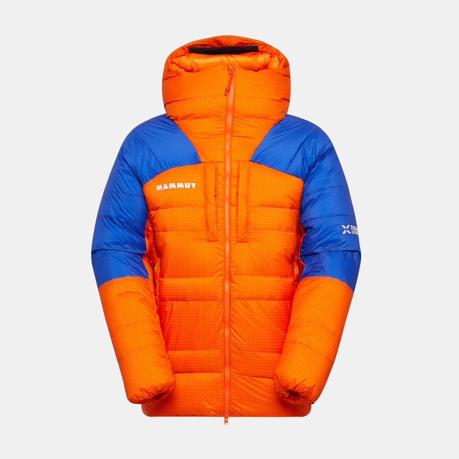eiger nordwand pro daunenparka mit kapuze für herren farbe orange-eiger blau