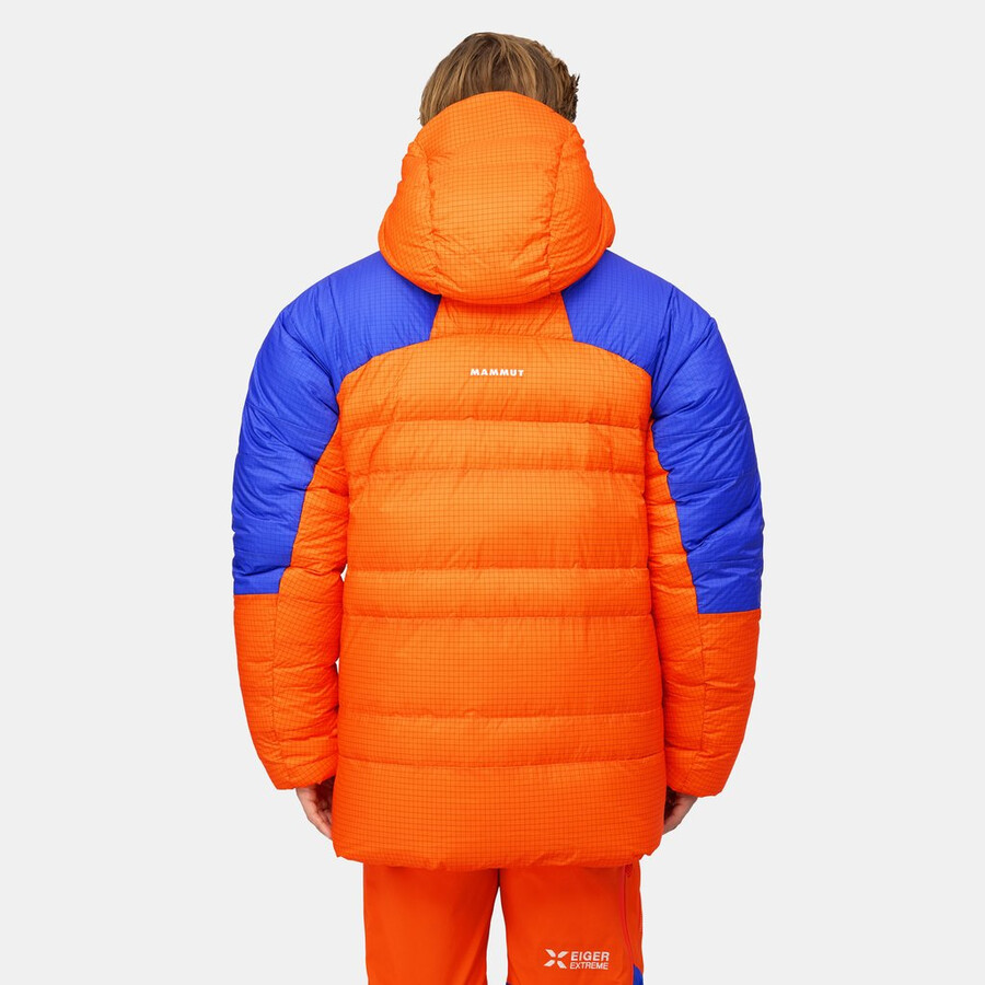 eiger nordwand pro daunenparka mit kapuze für herren farbe orange-eiger blau