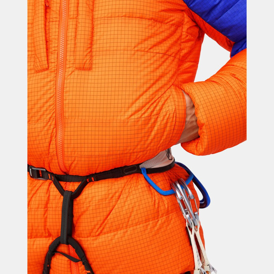 eiger nordwand pro daunenparka mit kapuze für herren farbe orange-eiger blau
