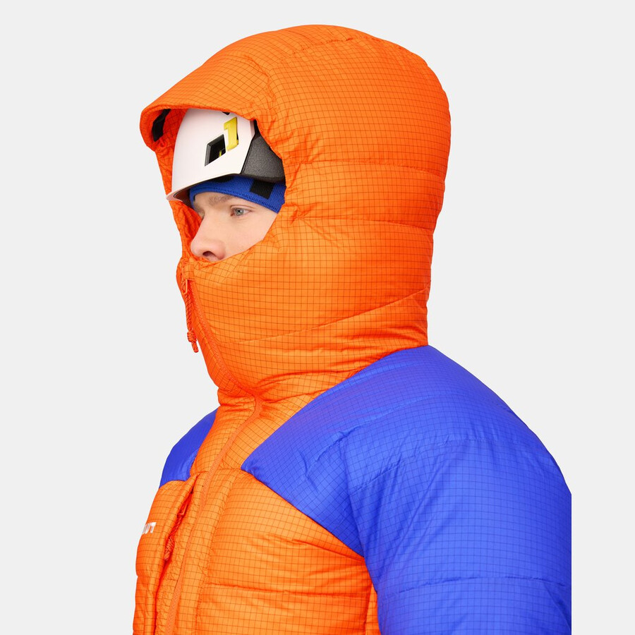 eiger nordwand pro daunenparka mit kapuze für herren farbe orange-eiger blau