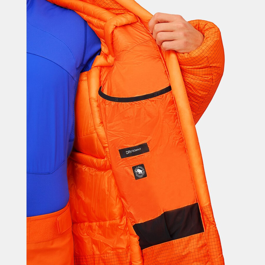 eiger nordwand pro daunenparka mit kapuze für herren farbe orange-eiger blau