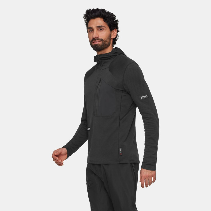 eiger nordwand advanced fl half zip hoodie herren schwarz