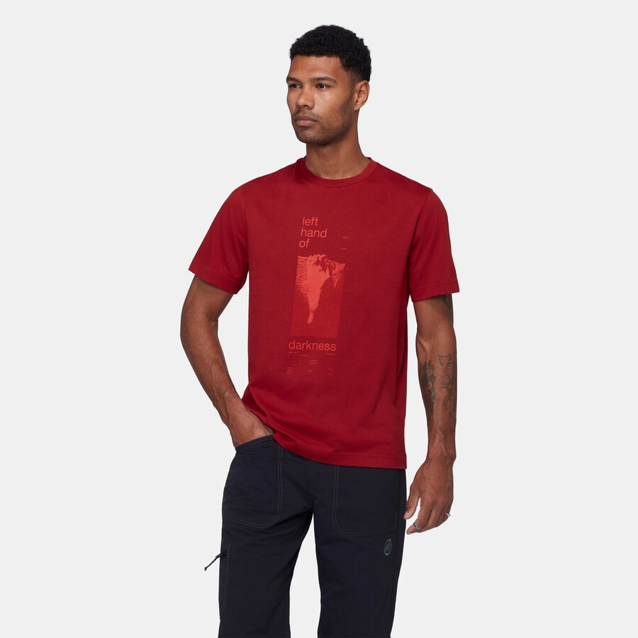 mammut base t-shirt herren hand dunkles mammutrot