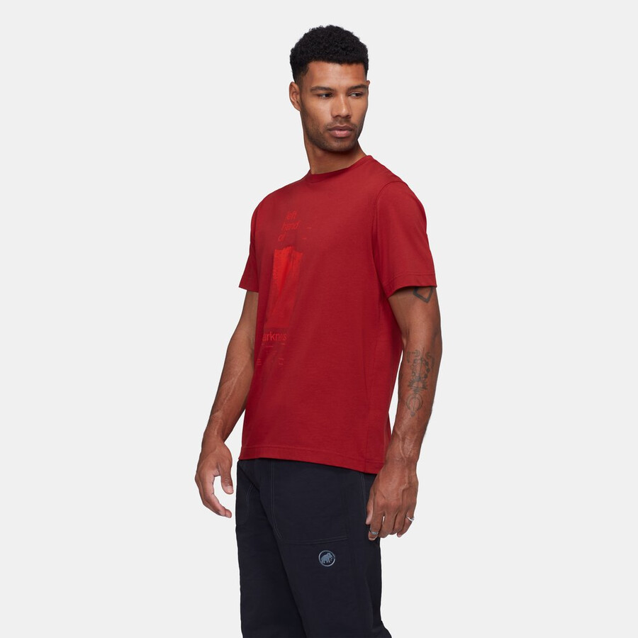 mammut base t-shirt herren hand dunkles mammutrot