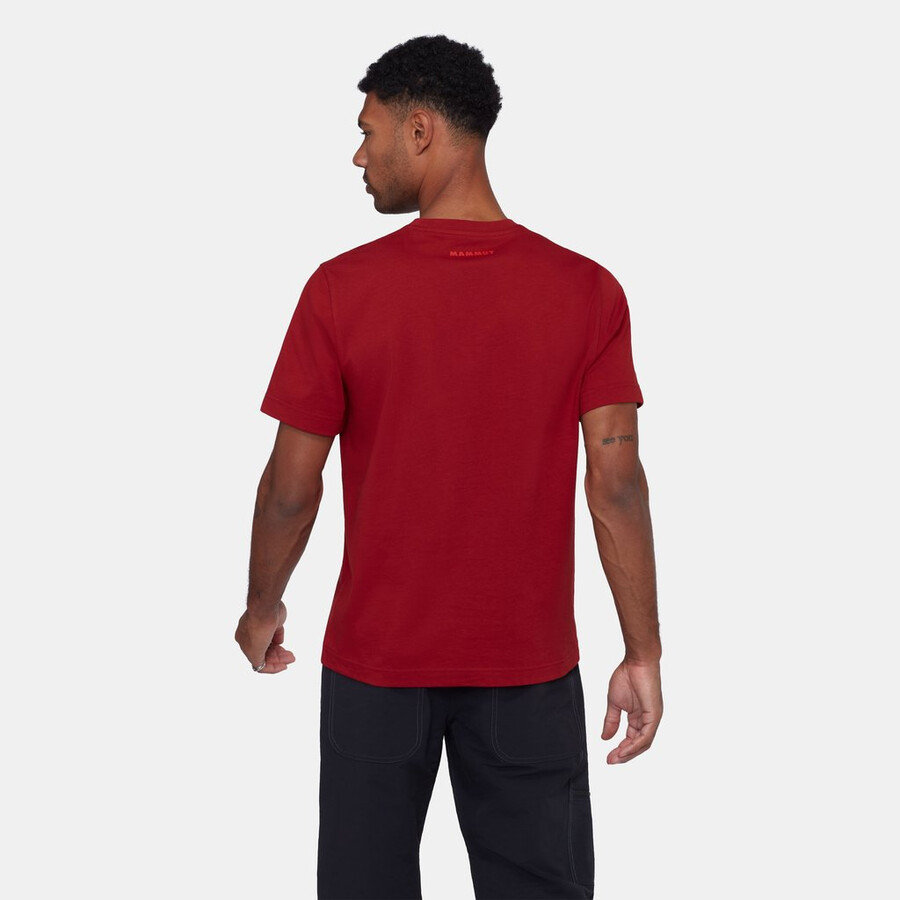 mammut base t-shirt herren hand dunkles mammutrot