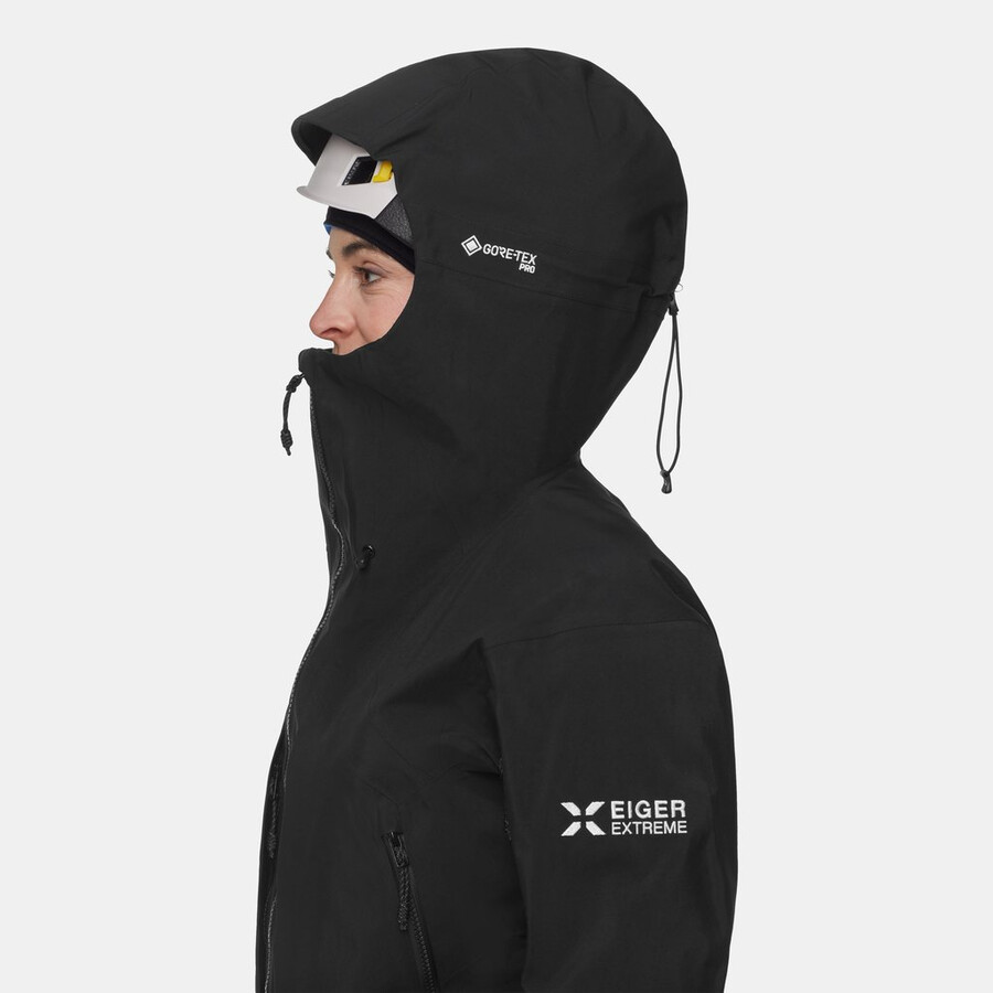 eiger nordwand pro hs kapuzenjacke damen schwarz