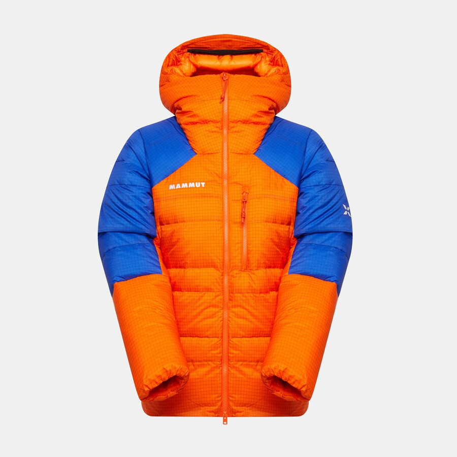eiger nordwand advanced daunenjacke mit kapuze für damen farbe orange-eiger blau
