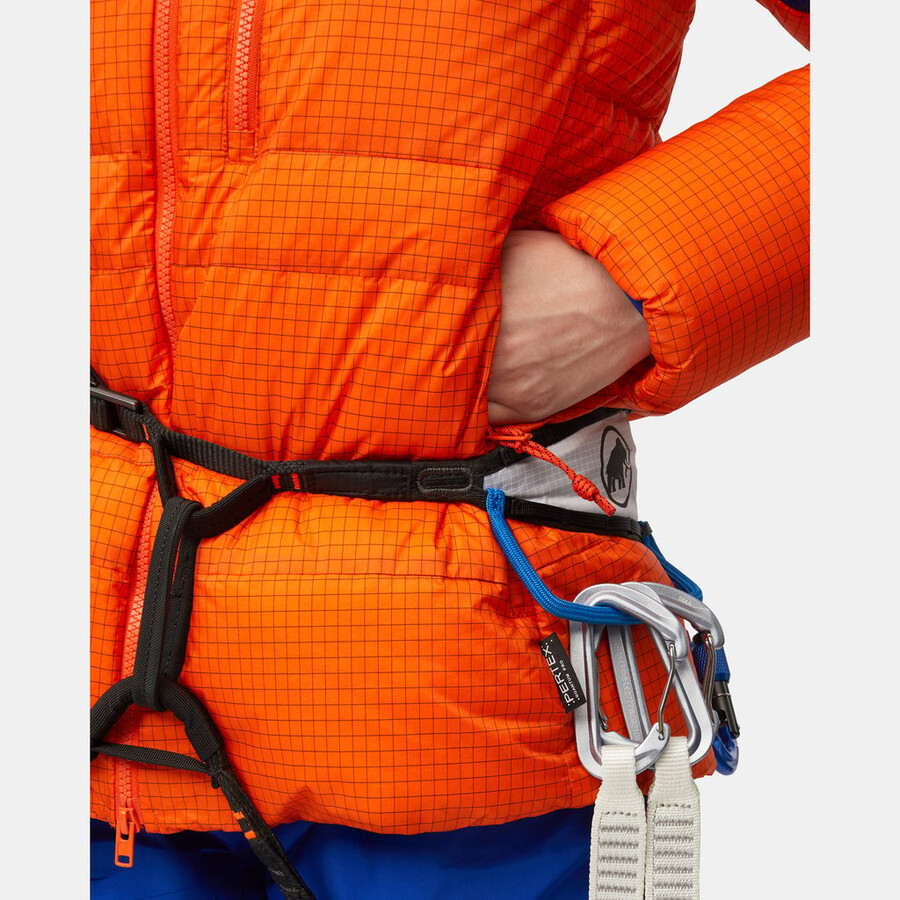 eiger nordwand advanced daunenjacke mit kapuze für damen farbe orange-eiger blau