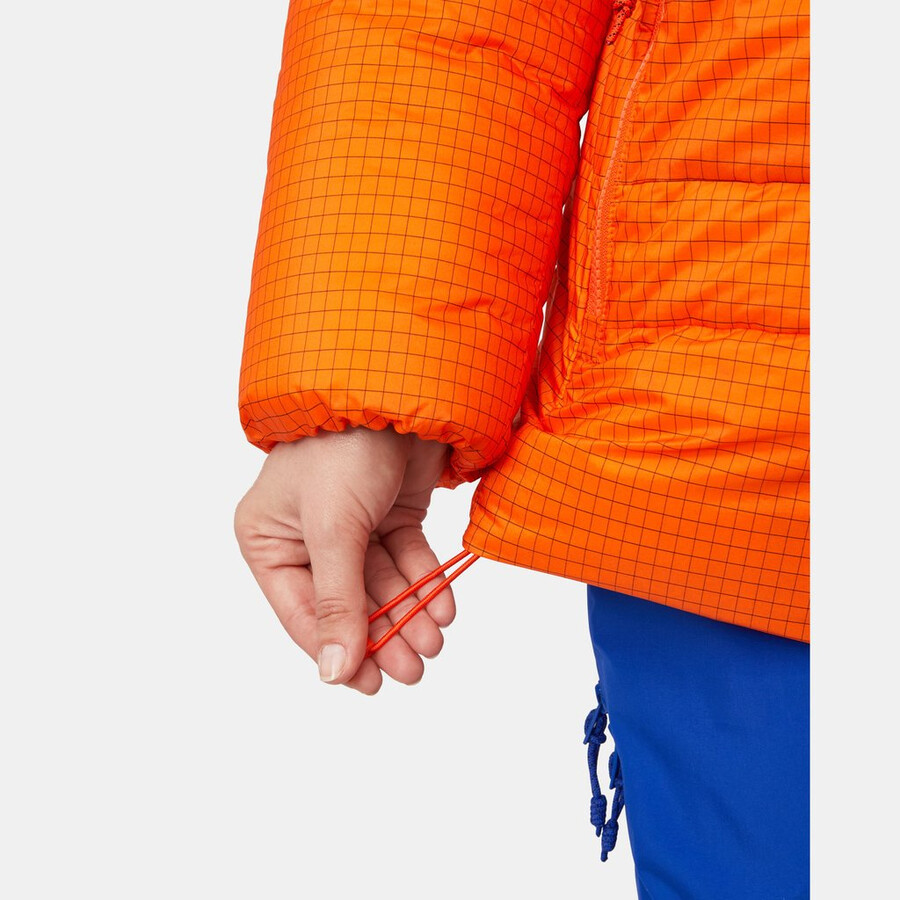 eiger nordwand advanced daunenjacke mit kapuze für damen farbe orange-eiger blau
