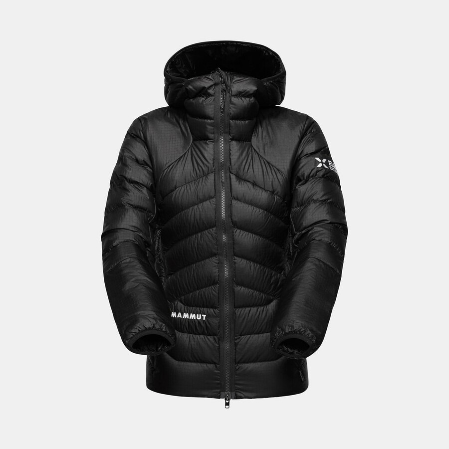 eiger nordwand light down in kapuzenjacke damen schwarz