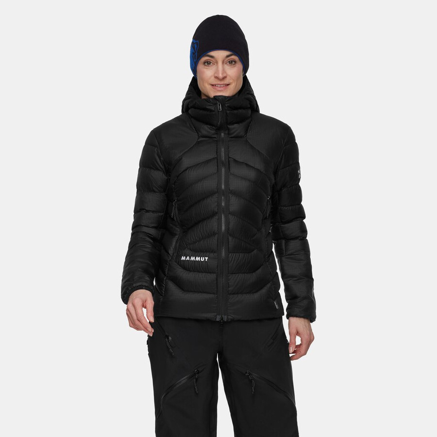 eiger nordwand light down in kapuzenjacke damen schwarz