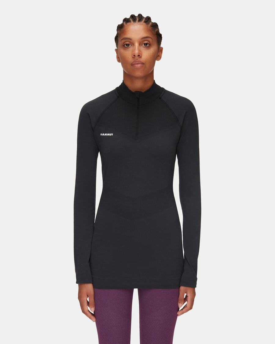 trift half zip langarmshirt für damen schwarz