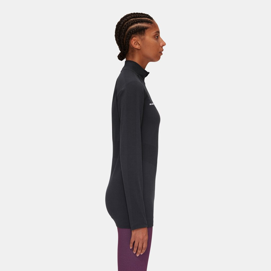 trift half zip langarmshirt für damen schwarz
