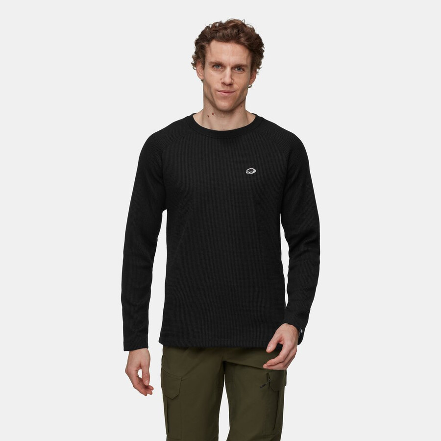 waffel-langarmshirt schwarz