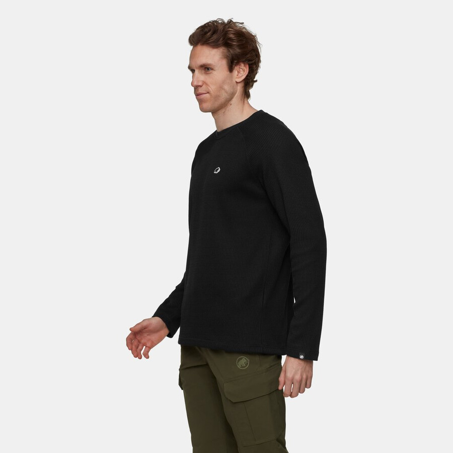 waffel-langarmshirt schwarz