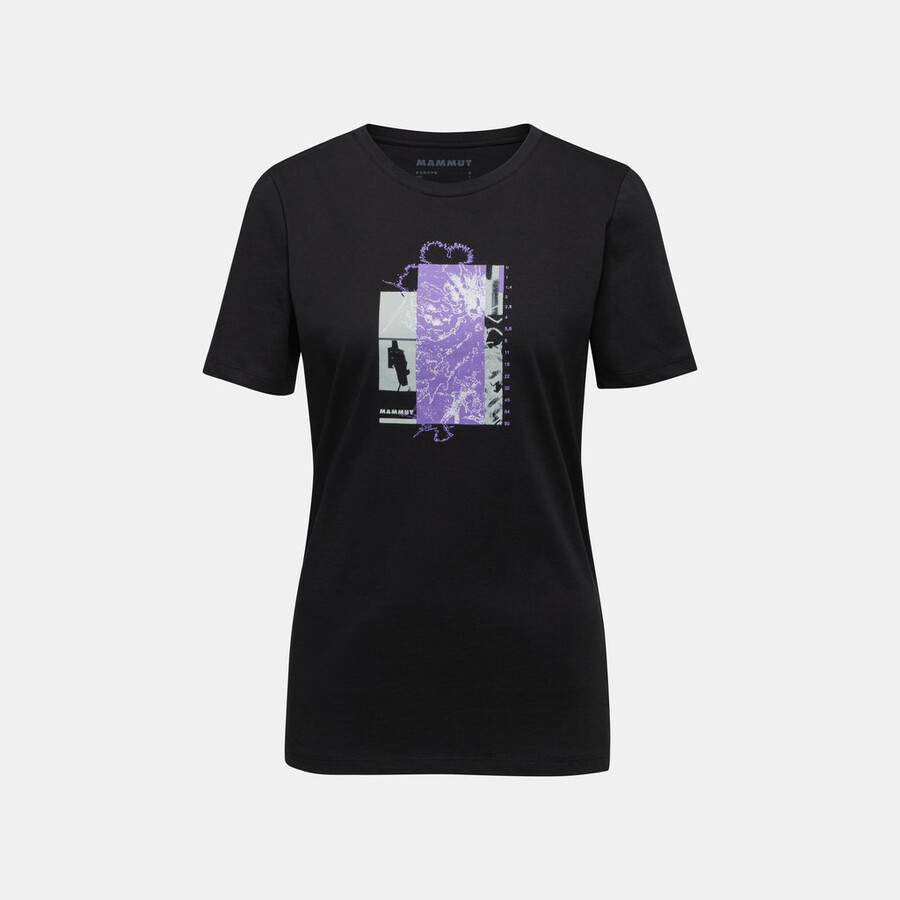 mammut core t-shirt damen alpenblumenmuster schwarz