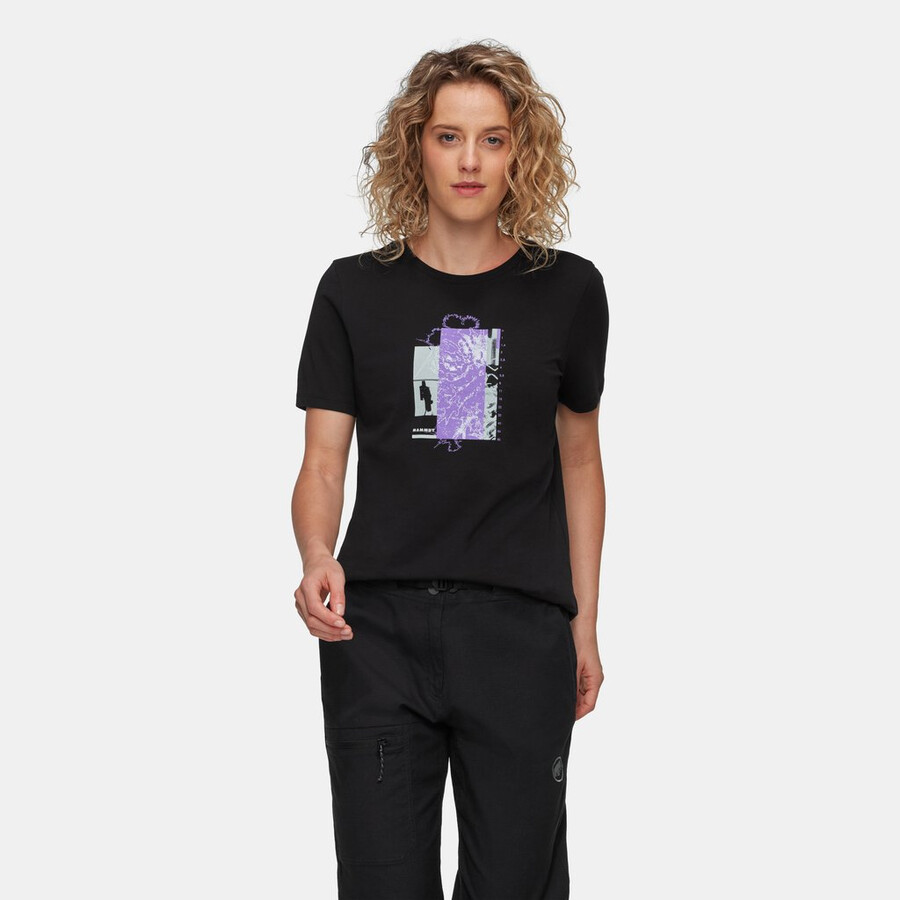 mammut core t-shirt damen alpenblumenmuster schwarz