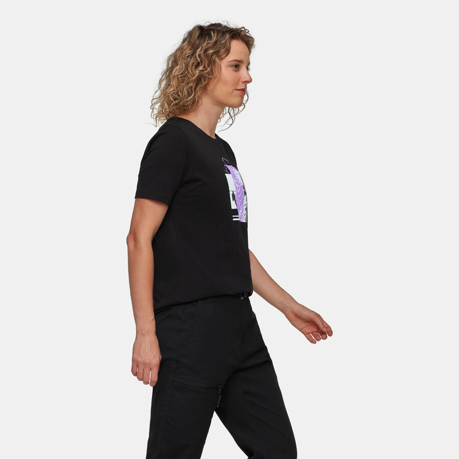 mammut core t-shirt damen alpenblumenmuster schwarz