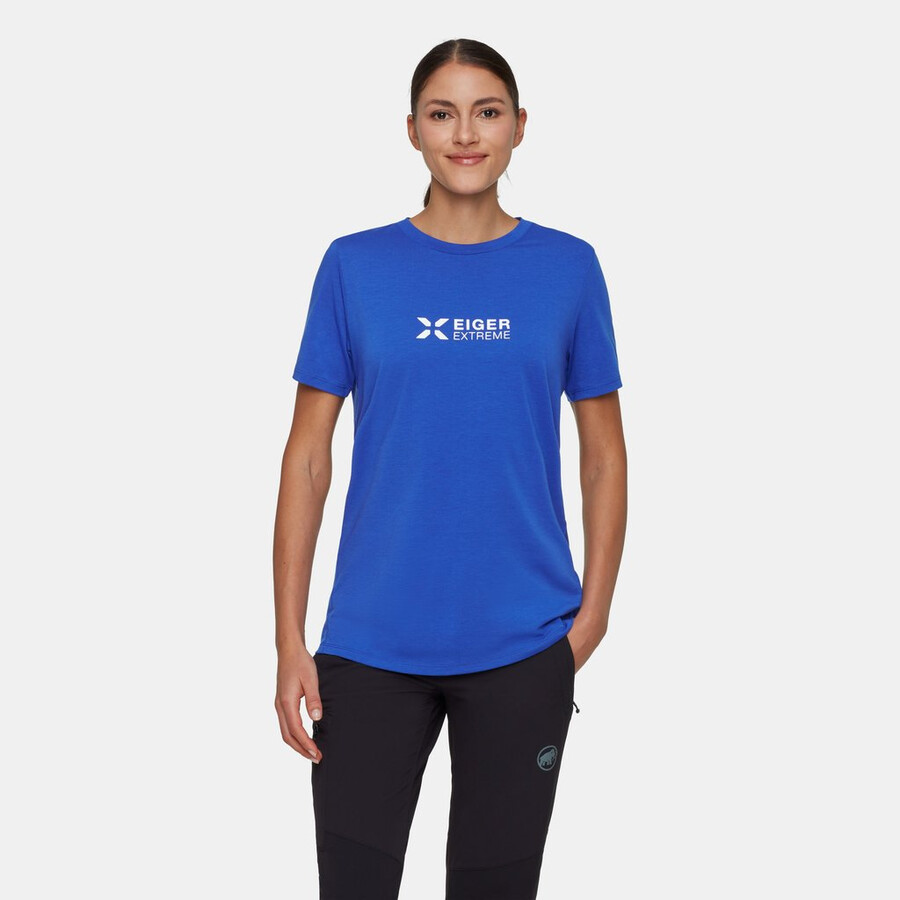 eiger logo t-shirt damen eiger blau